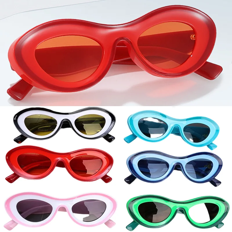 

Новые вогнутые солнцезащитные очки «кошачий глаз» для мужчин и женщин, модные овальные дизайнерские затемненные очки, женские овальные очки двух цветов, солнцезащитные очки UV400