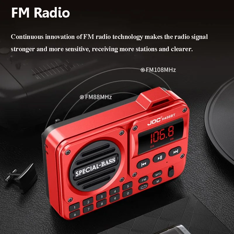 Фото Мини-портативный FM-радио HD-экран Радиоприемник Беспроводной бас-динамик Bluetooth Музыкальная шкатулка с TF-картой U-диском 3,5 мм Гарнитура Jac №5