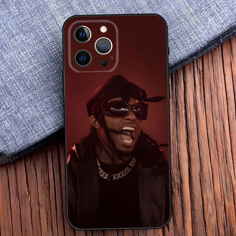 Чехол для телефона P-Playboi Carti iPhone 16 15 14 13 12 11 Pro X XS Max XR Plus Mini Soft Black Cover