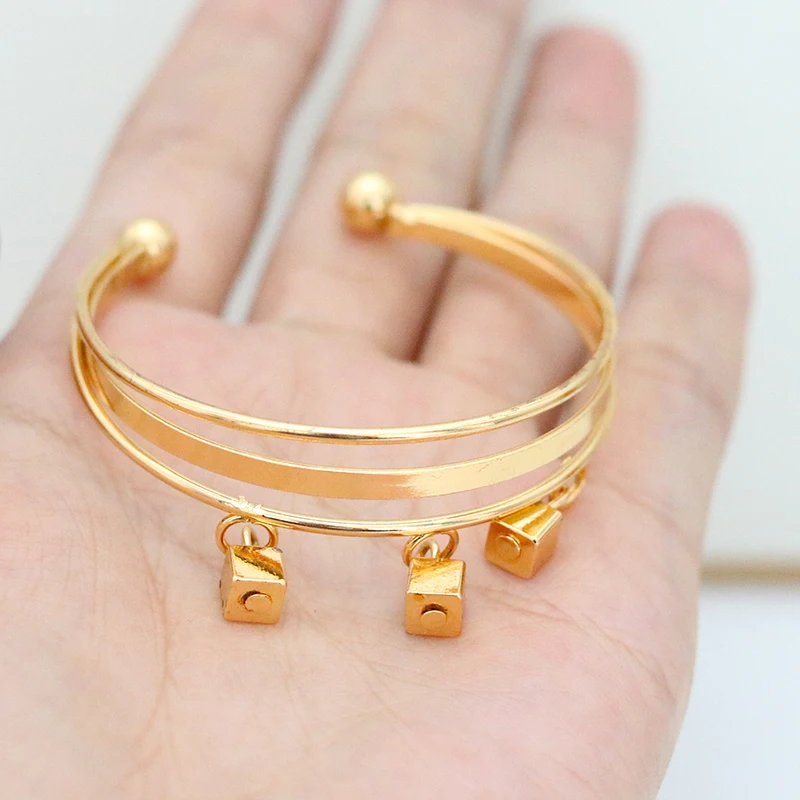 Модный золотистый милый детский браслет для мальчиков и девочек кольцо подарок