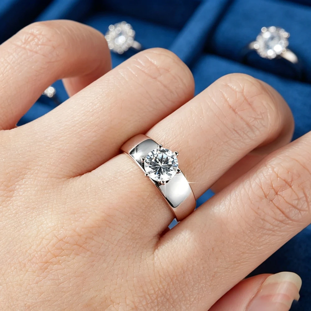 Кольцо Lnkry Pass Diamond Test с широким ободком, сертифицированное, 7 мм, круглой огранки, из муассанита, обручальное, для женщин, элегантное ювелирное украшение, подарок (art.: 3920dafbb210c) - 3920dafbb210c