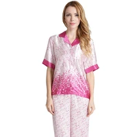 letter printed silk pajamas women sleepwear set two piece pyjamas for women pijamas women home wear