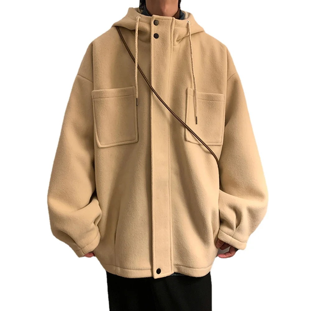 

Шерстяное пальто, мужская осенне-зимняя плотная Мужская ветровка, Корейская версия свободного кроя, короткий топ, куртка для инструментов