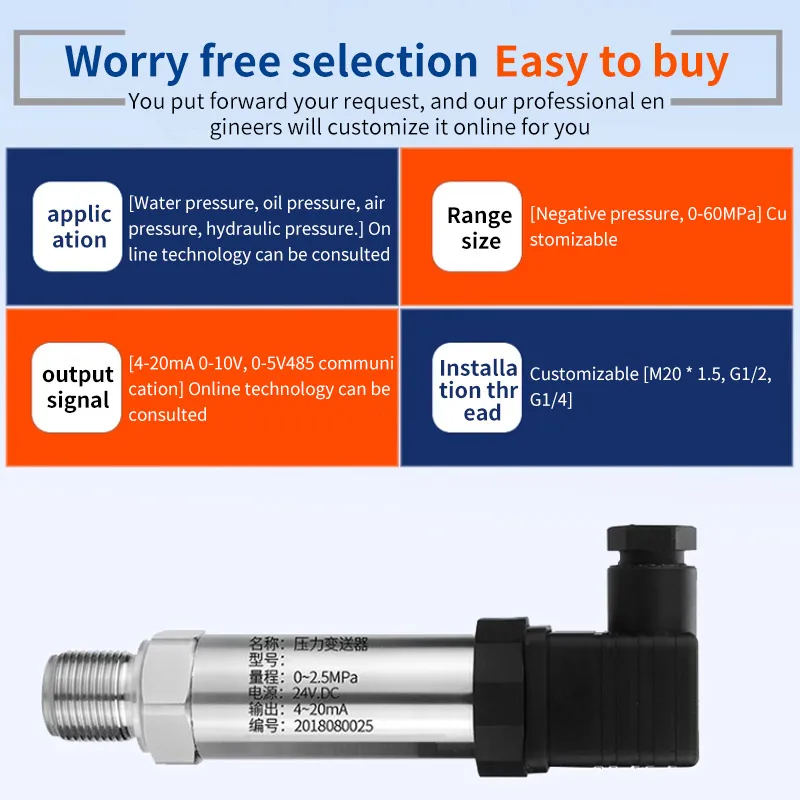 

Высокоточный датчик давления, диффузионный силиконовый датчик давления с цифровым дисплеем, датчик давления воздуха 485