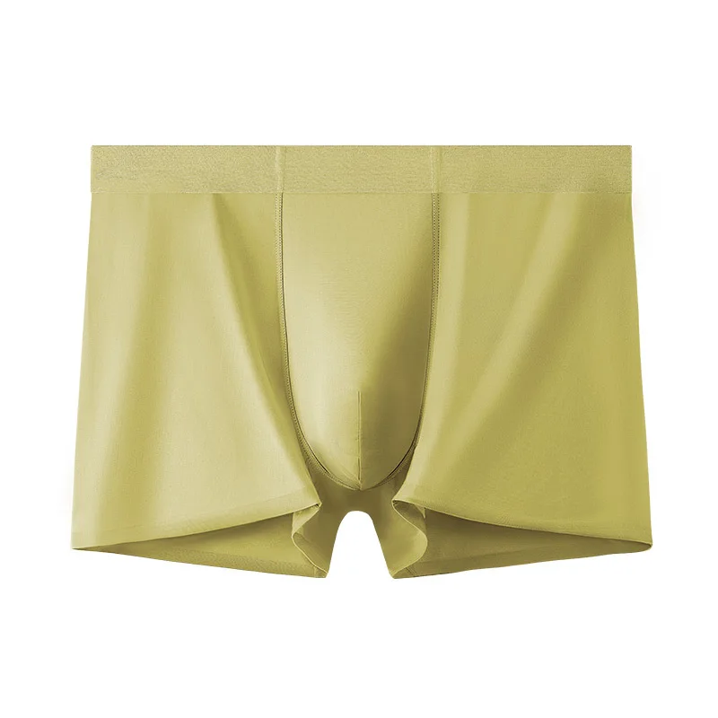 Men Summer Underwear Traceless Ice Silk Thin Antibacterial Sports Solid Color Sexy Cool Male Panties Boxer 3PCS
