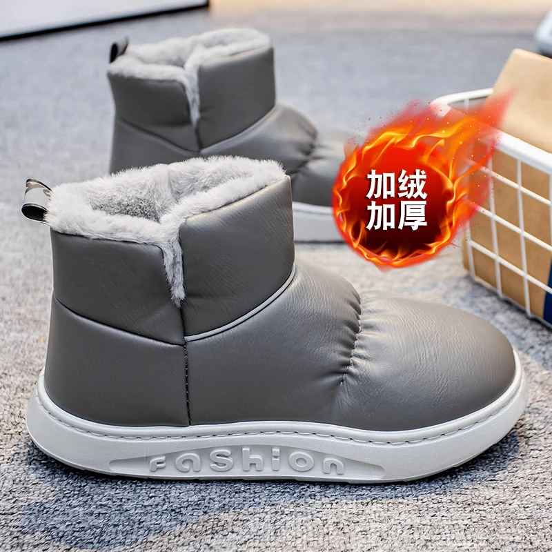 Зимние однотонные теплые зимние ботинки Мужская бархатная Нескользящая