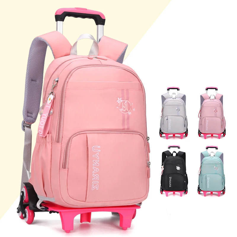 NEW CuteStudent School bag Rolling Backpack kids Trolley bag girl school backpack Large-capacity child waterproof wheeled bag