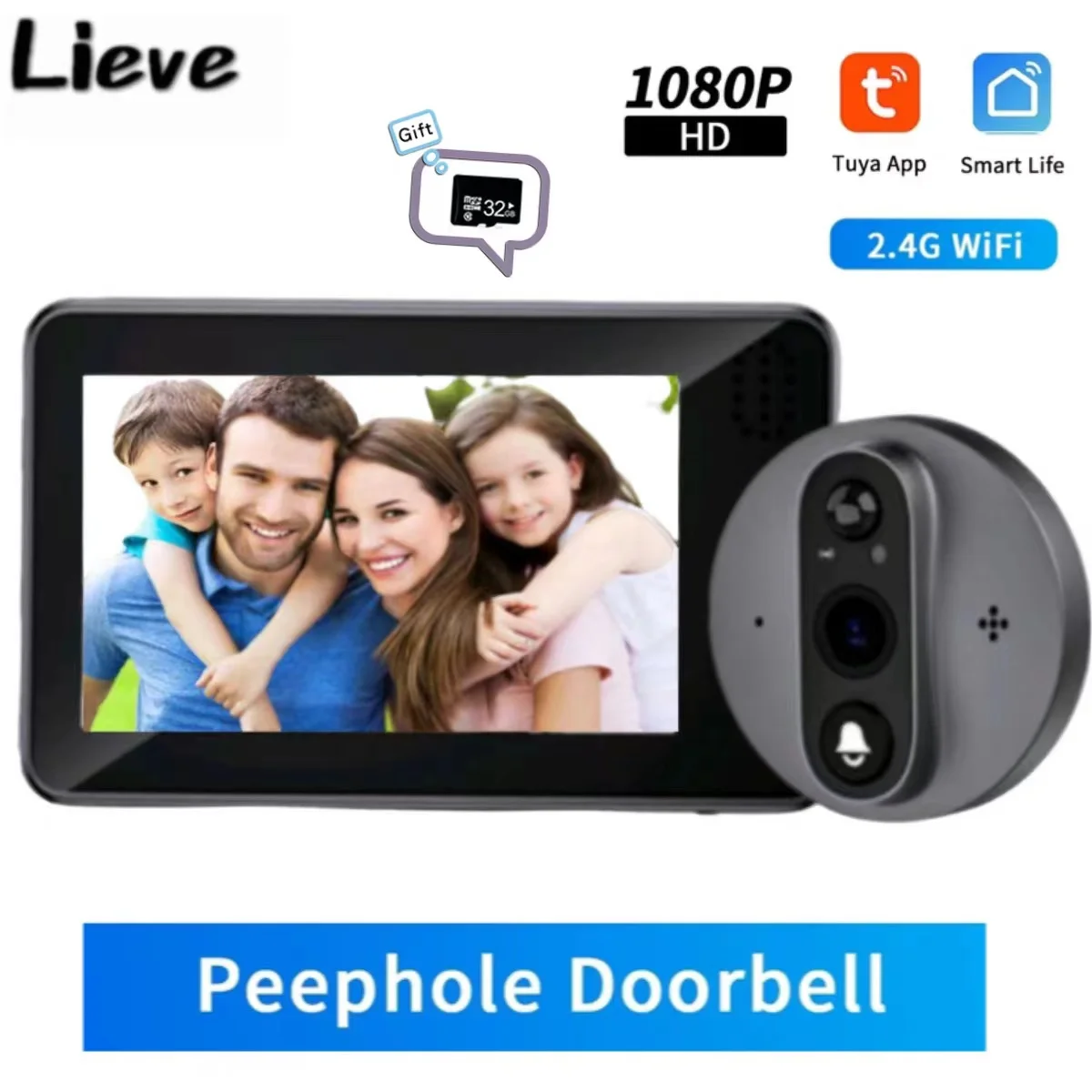 4.3 Inch WiFi Tuya Smart Video Digital Peephole Door Camera Two-way Audio 2MP Night Vision Wireless Digital Magice Eye Door Bell