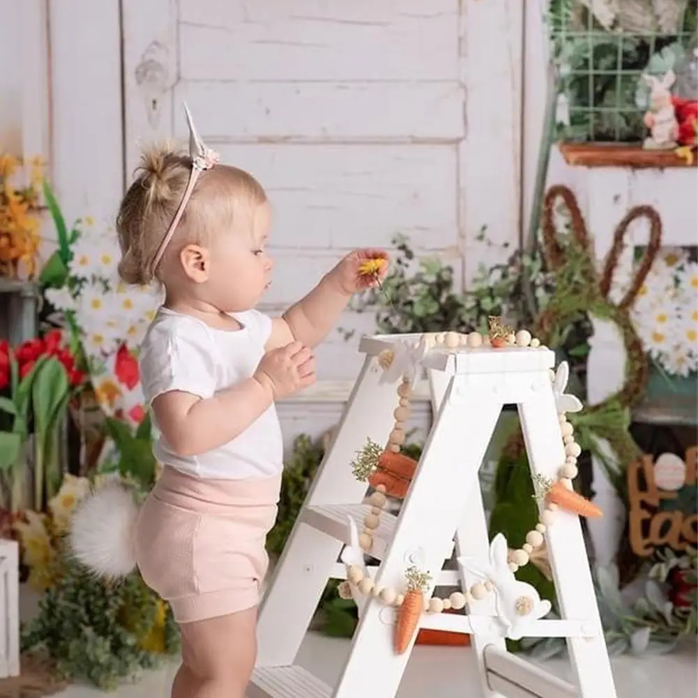 Пасхальный кролик морковная гирлянда фетровая с деревянными бусинами для