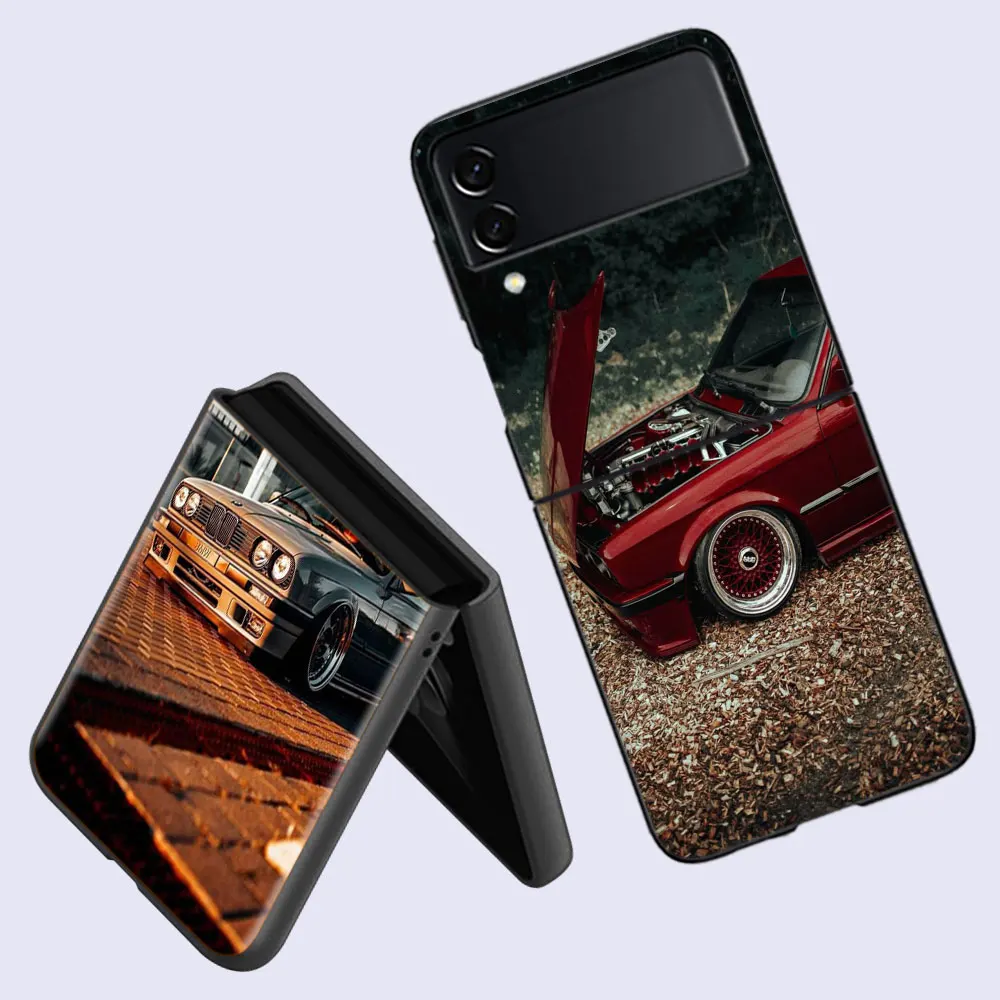 Автомобильный чехол для телефона B- Bmwes-S E30 Fundas Samsung Galaxy Z Flip 5 6 4 3 5G с задней крышкой
