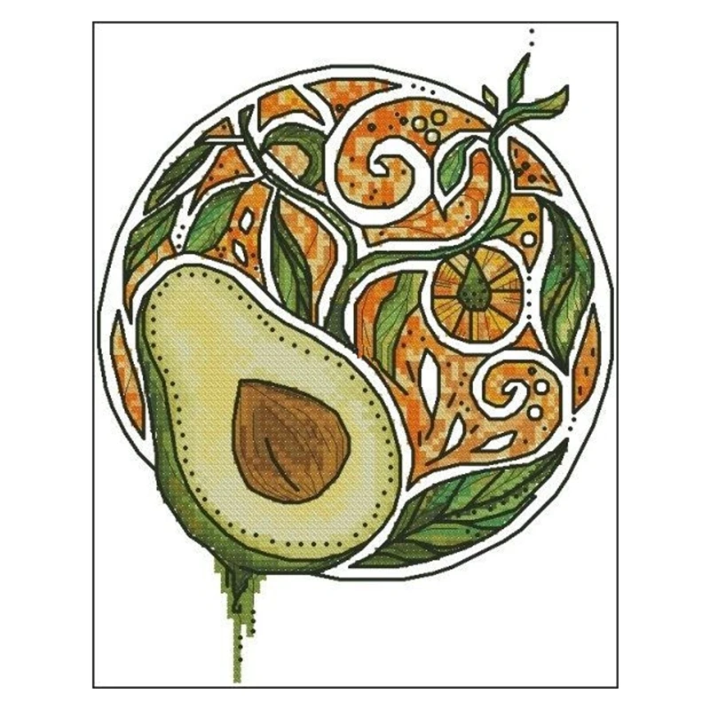 Набор для вышивки крестиком с круглыми растениями авокадо 28ct 18ct 14ct 11ct можно