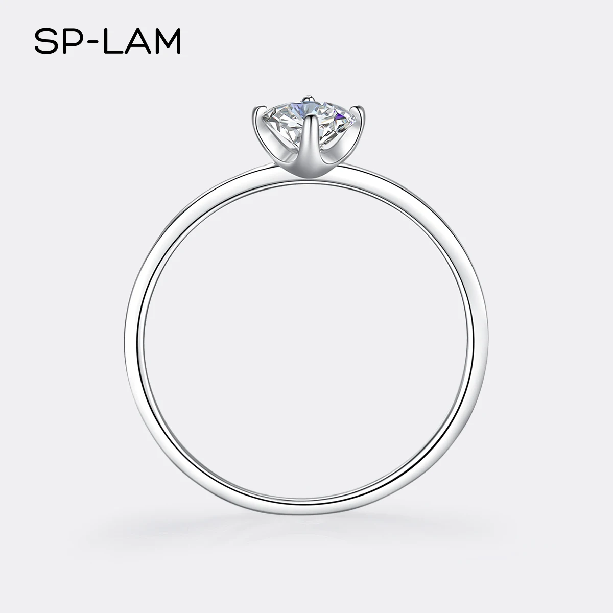 Тонкие кольца для женщин из настоящего серебра 925 с моиссанитом 0,5 карата, D-цвет, VVS, классический дизайн на 4 зубцах, обручальное кольцо для девушек, в зеленом подарочном ящике.