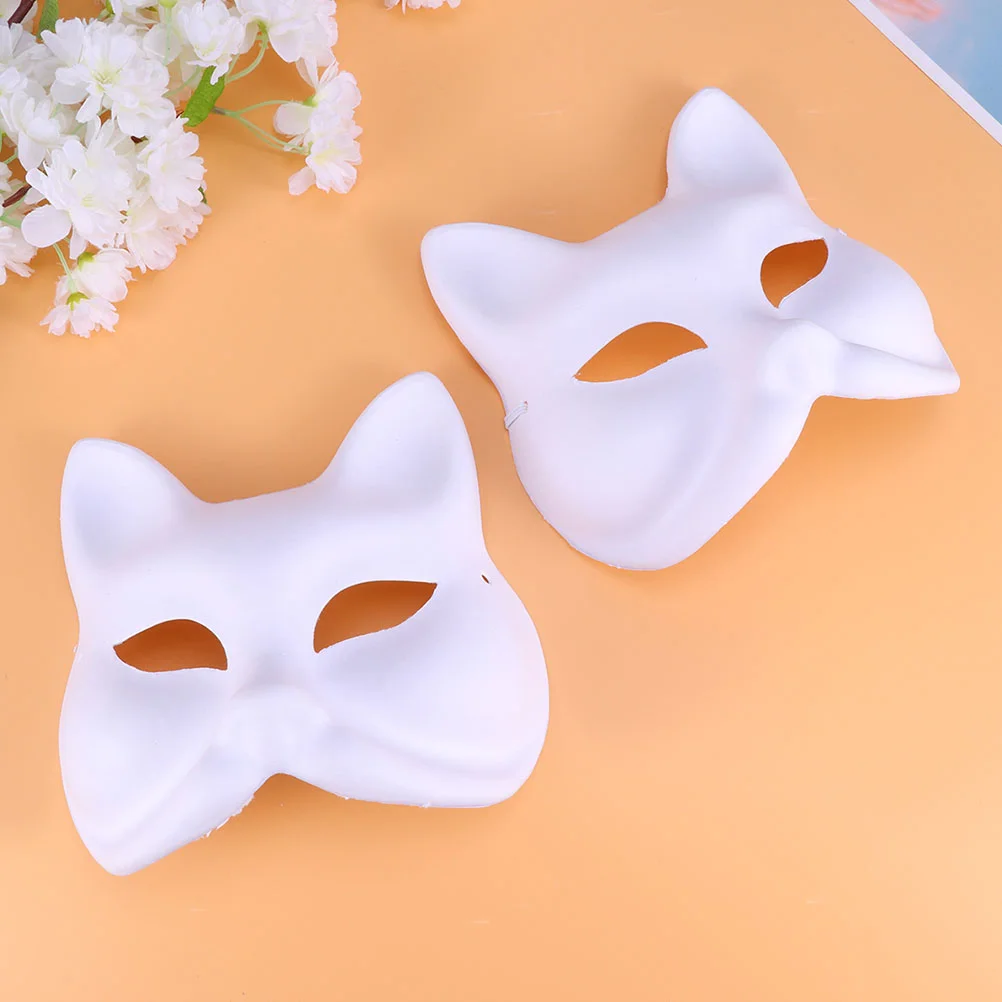 

10 Pcs Hand Painted Pulp Masks Party Women Masquerade Cosplay Blank Decorate Mardi Gras Halloween Japanese Fox