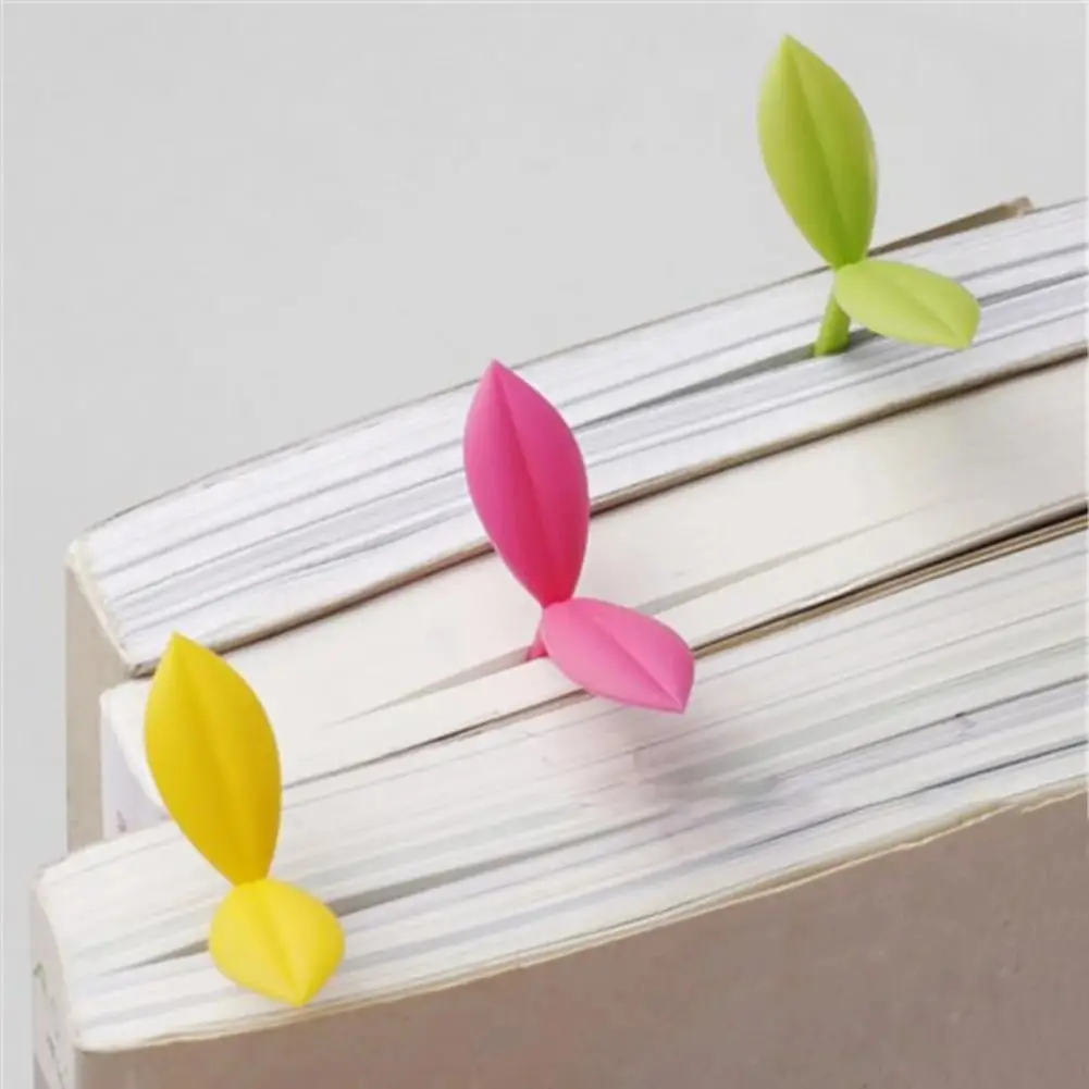 

3Pcs Sprout Bookmark Eco-friendly Portable Silicone Interesting Flexible Book Marker for Students