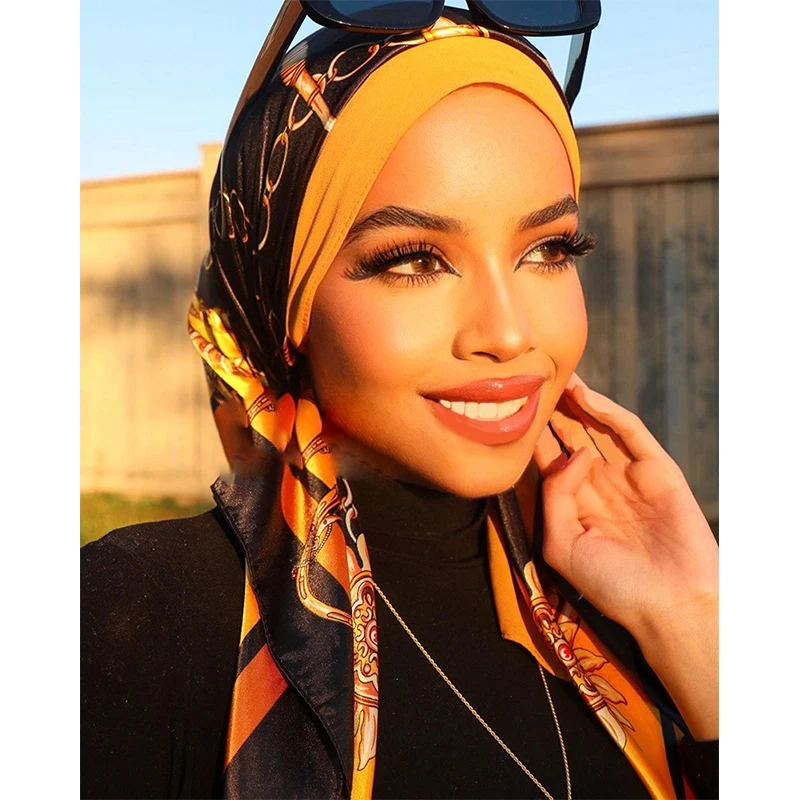 

Классический Модный цветочный шарф 90*90 см, женский квадратный шарф, геометрический тотем, квадратный офисный Женский Регулируемый хиджаб