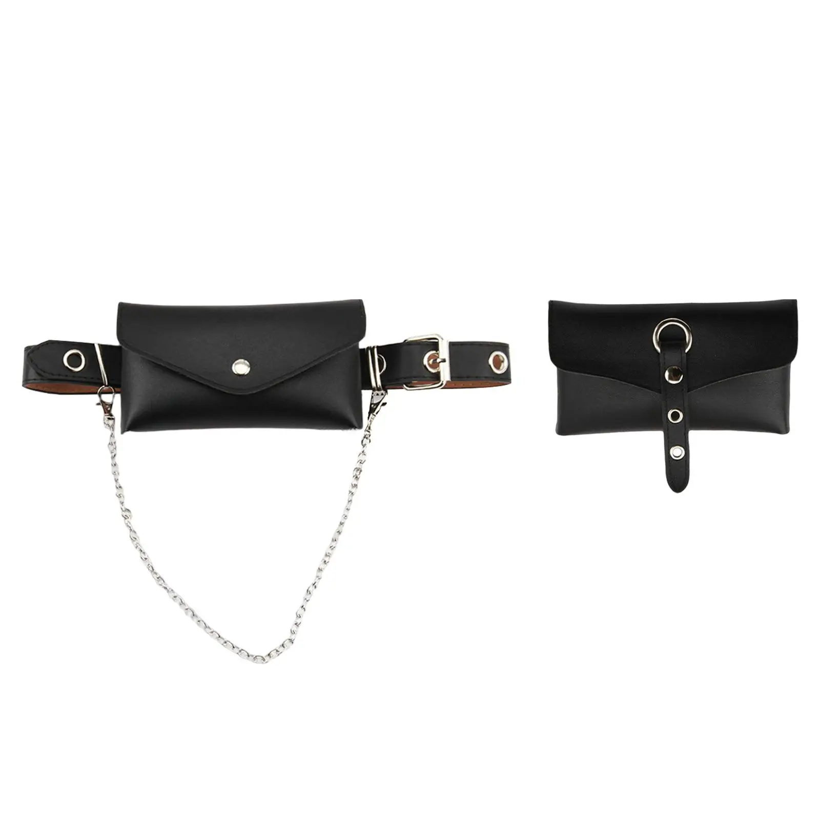 

Women PU Leather Fanny Pack Designer Handbag Punk Style Purse Waist Belt Bag