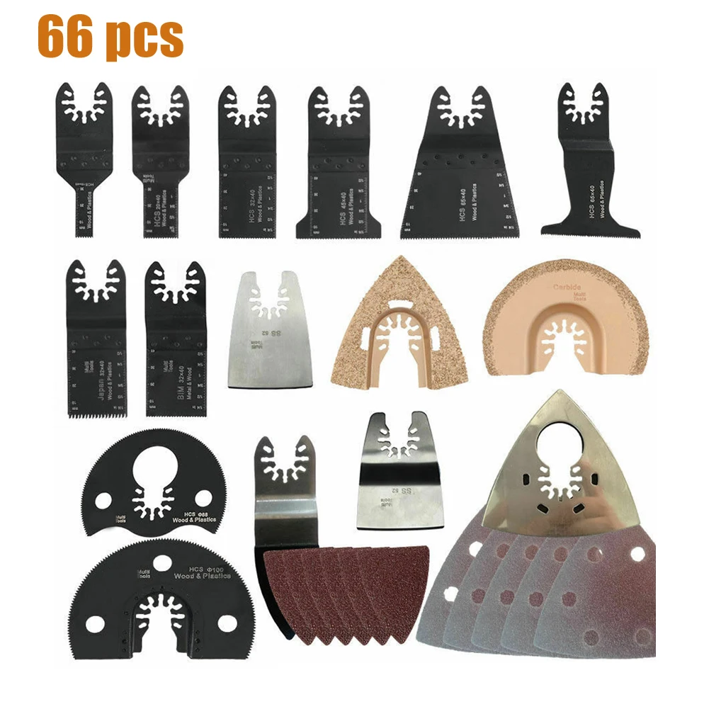 

66pcs Quick-release HCS/Bi-metal Oscillating Tool Oscillating Multi Tools Plunge Saw Blades Renovator Trimmer Blades Cutting