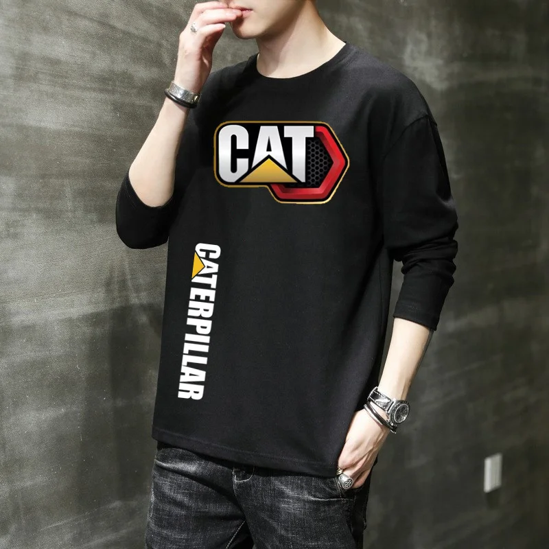 

CAT Caterpillar Cotton Long Sleeve T shirt Men Solid Spring Casual Mens Base Layer Male Tops Classic Clothes Men's T-shirts