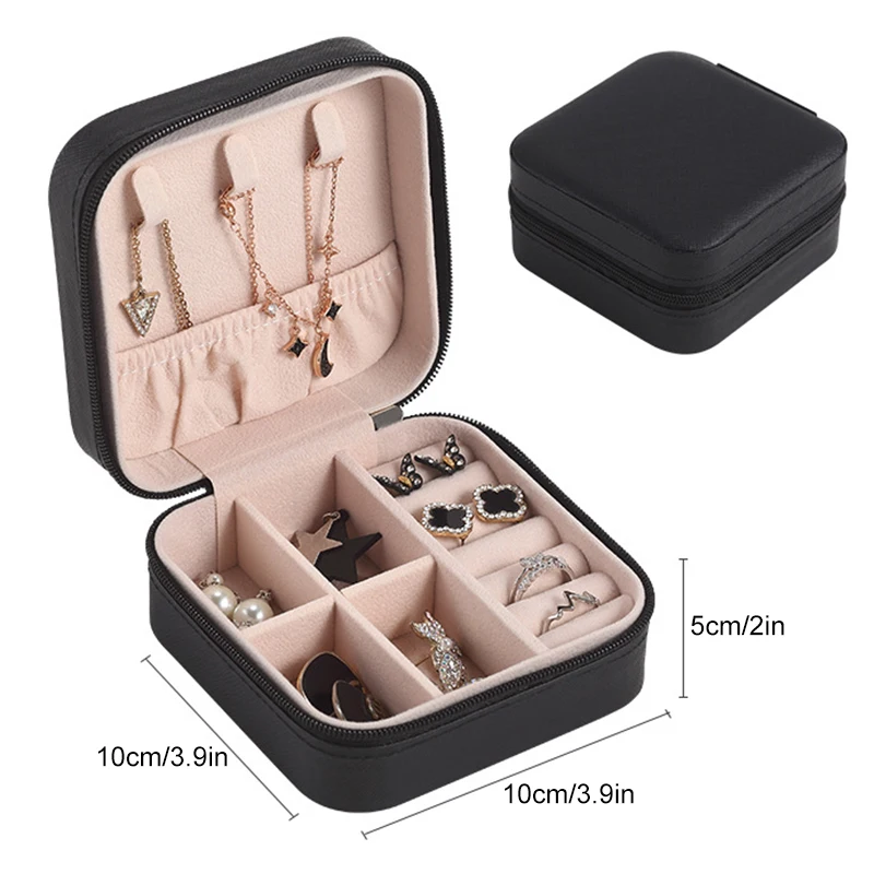 

Portable Jewellery Box with Zipper Mini Travel Jewellery Storage Container For Earrings Rings PR Sale