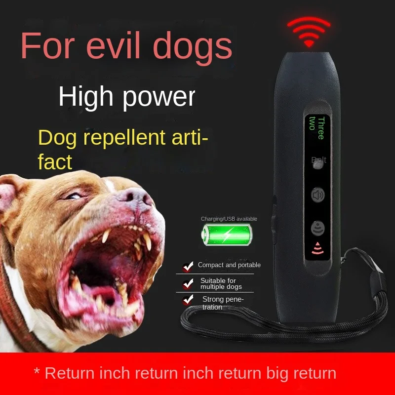 

Pet Dog Repeller Anti Barking Stop Bark Training Device Trainer LED Ultrasonic Anti Barking Ultrasonic with 3W Flashlight Repell