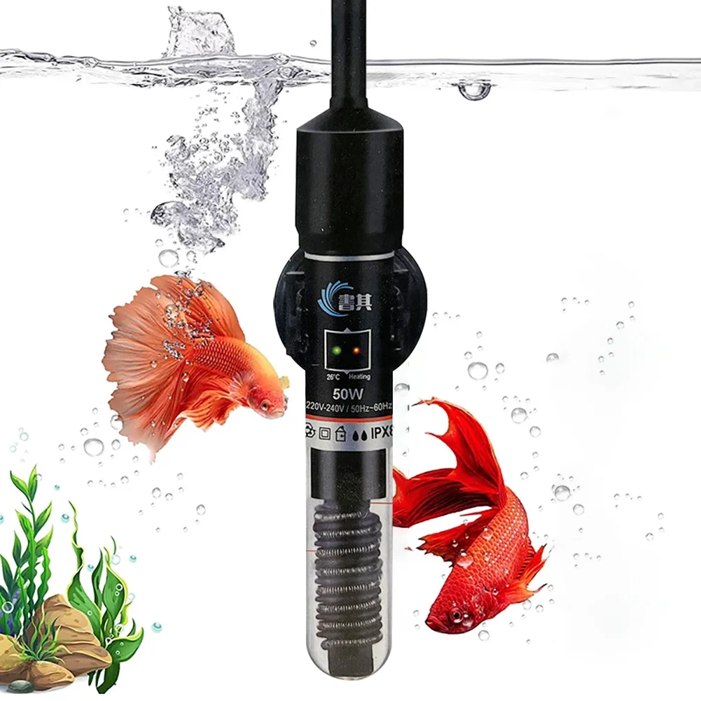 

New 25W/50W IPX8 Adjustable Temperature Thermostat Heater Rod Submersible Aquarium Fish Tank Water Heat 220V-240V CN Plug