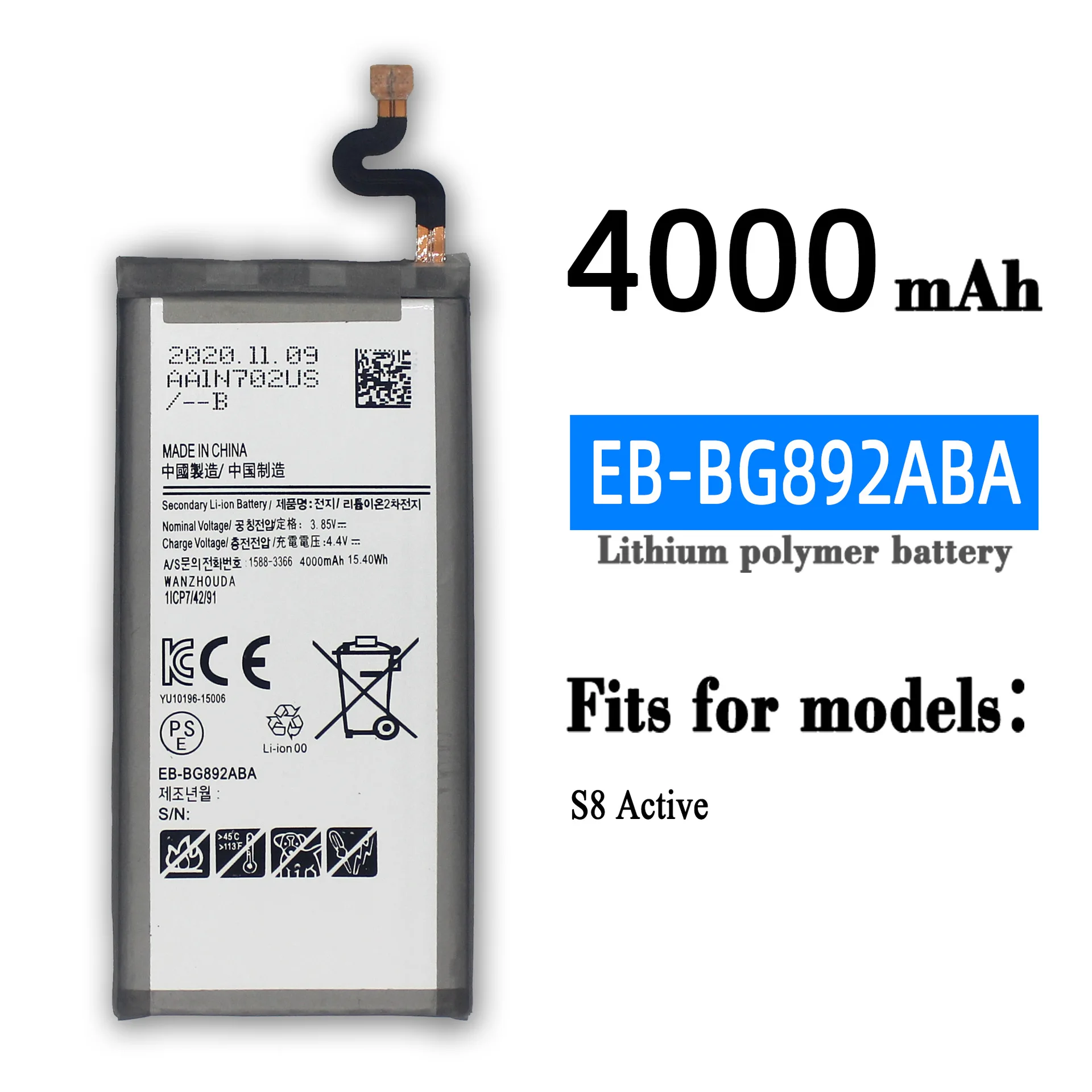 Original Replacement Battery EB-BG892ABA For Samsung Galaxy S8 Active Genuine Phone Battery 4000mAh