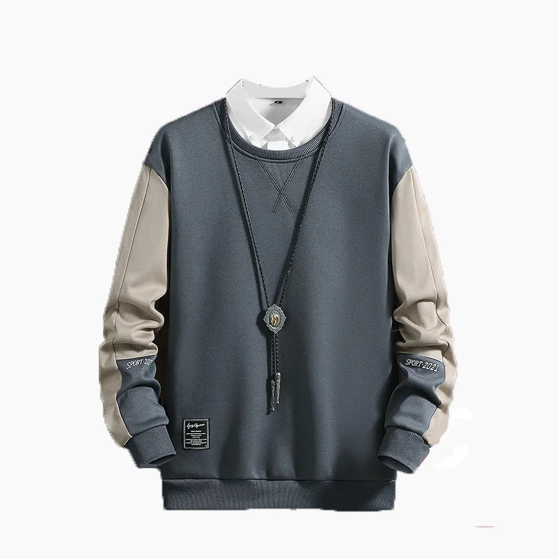 

2023 New Spring Casual Sweater Men Loose Harajuku Style Round Neck Long Sleeve T-Shirt Mens Fashion Pullovers Trendy Sweaters