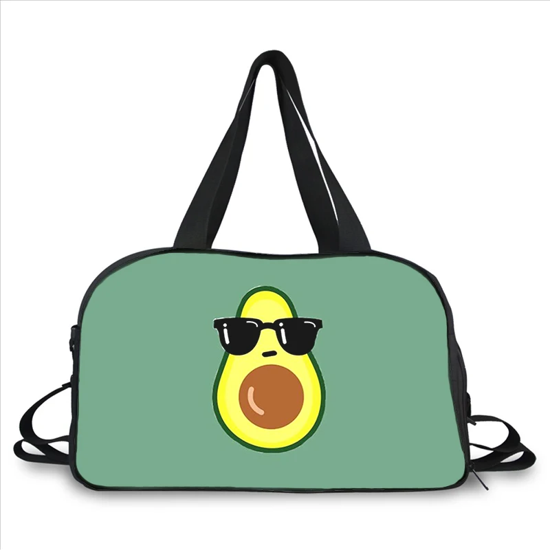 Cartoon cute avocado 3D printing fashion trend portable large capacity multi-function messenger bag travel bag