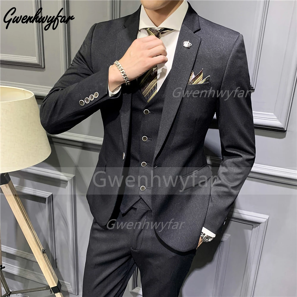 

Классические мужские костюмы Gwenhwyfar из 3 предметов, деловой приталенный Блейзер, Свадебный костюм для жениха, смокинг, пиджак, жилет, брюки, мужской костюм