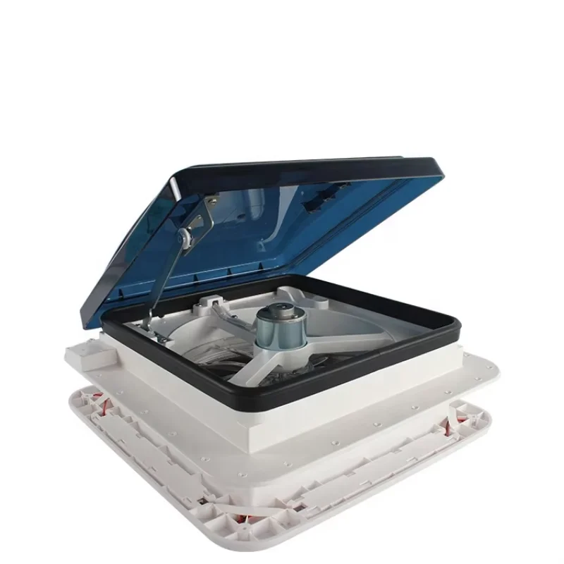 RV Roof Vent 14'' DC 12V 340mm Manual Control LED Light Smoked Lid UV Resistant Fan For Trucks And Campers