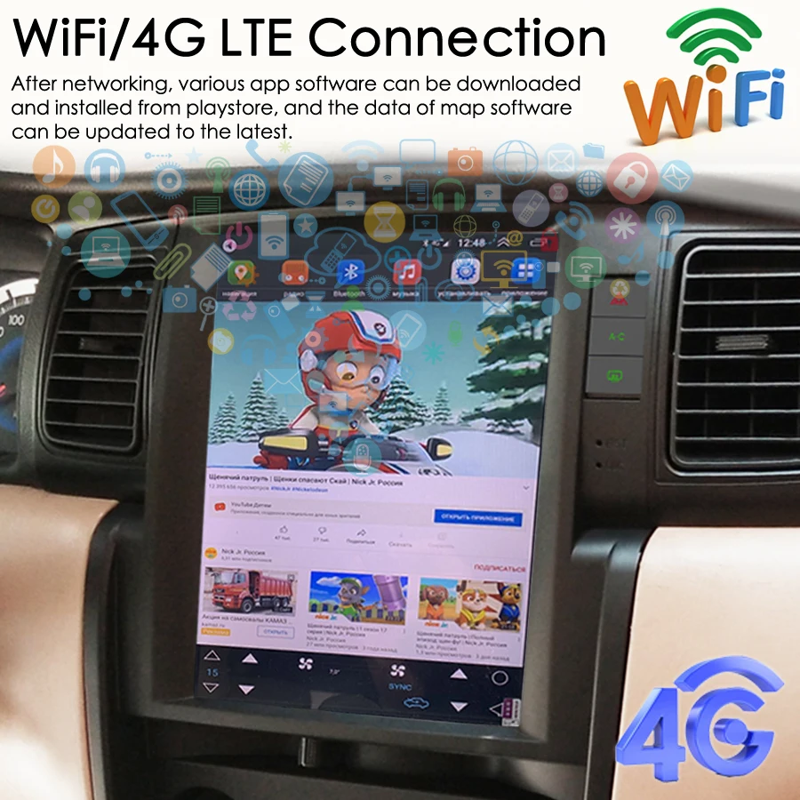 Автомобильный мультимедийный видеоплеер с радио и экраном 10 4 дюйма Тесла для TOYOTA