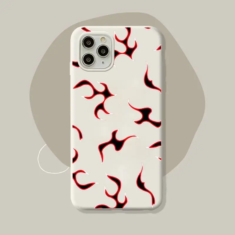 

Fashion Fire Flame Phone Case for iPhone 11 12 13 Mini Pro Xs Max 8 7 6 6S Plus X XR Solid Candy Color Case