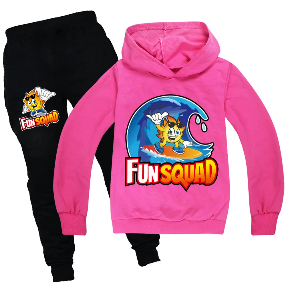 

2023 New Kids Autumn Fun Squad Gaming Long Sleeve Sweatshirt+Pants 2 PCS Set Girl Cartoon Clothes Boy Clothing Hoodies Suits