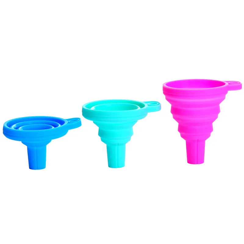 

20pcs/Lot Mini Silicone Gel Foldable Collapsible Style Funnel Hopper Kitchen Cooking Tools Accessories