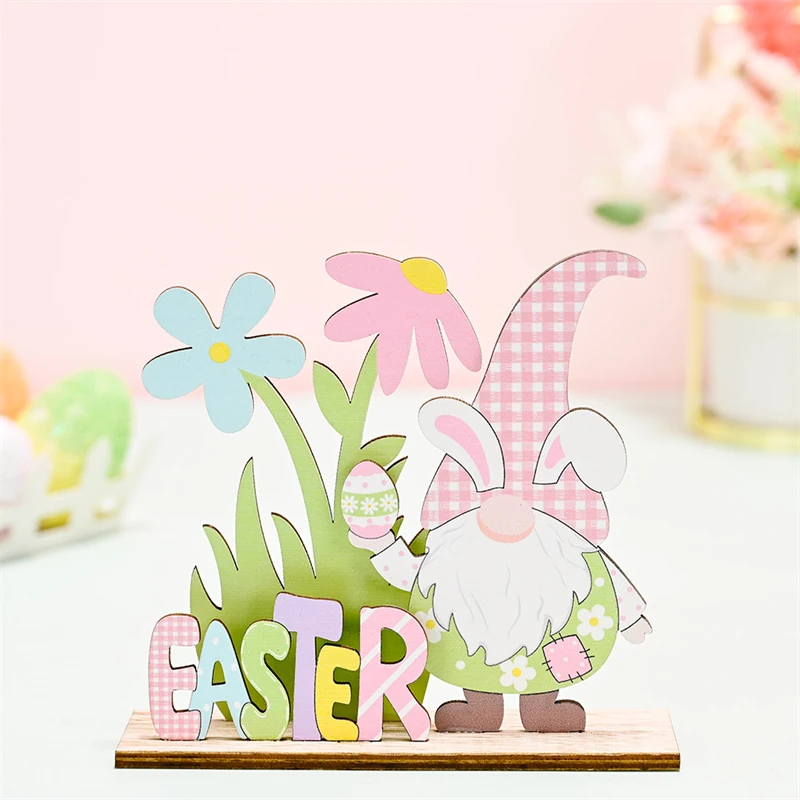 

Beautiful Easter Decor Wooden Easter Ornaments Faceless Gnome Easter Party Decoration Atmosphere Layout