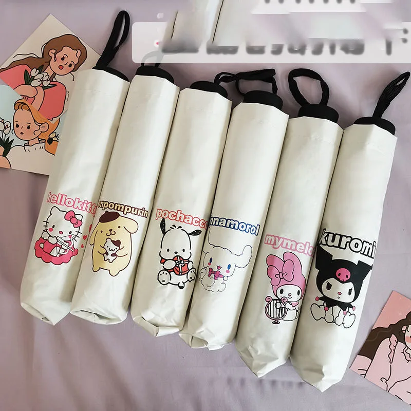 

Kawaii Sanrio Umbrella Hellokitty Kuromi Mymelody Cinnamoroll Cartoon Anti Ultraviolet Dry Wet Dual Purpose Umbrella for Girls