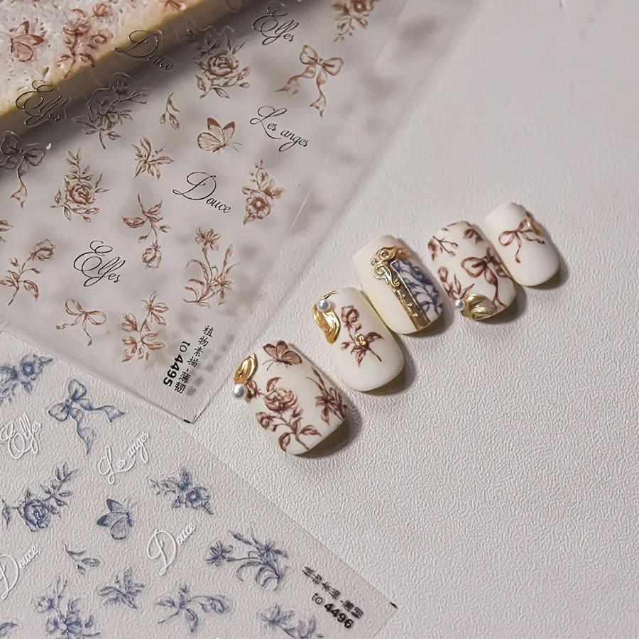 1 лист роза бабочка бант цветок эскиз растений высокое качество наклейки для