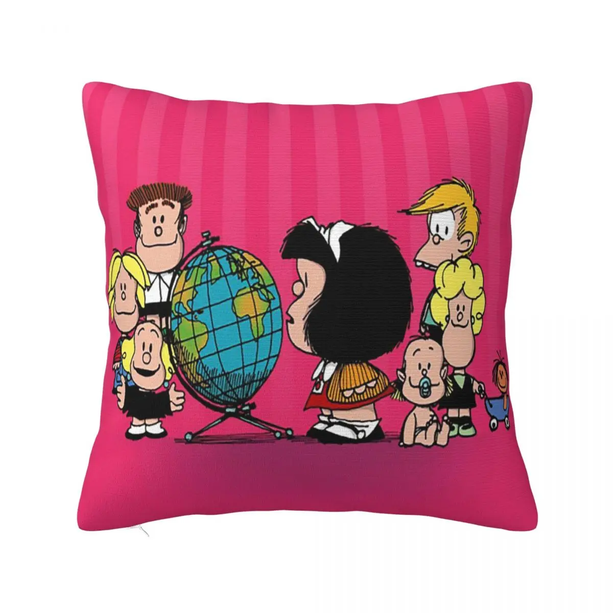 

Mafalda Cartoon Pink Pillowcase Printing Polyester Cushion Cover Decor Anime Collage Pillow Case Cover Home Square 40X40cm