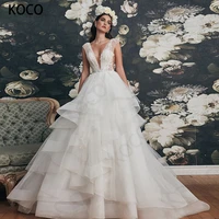 macdugal wedding dress 2022 princess tulle beach bride gown elegant v neck appliques backless vestido de novia civil women skirt