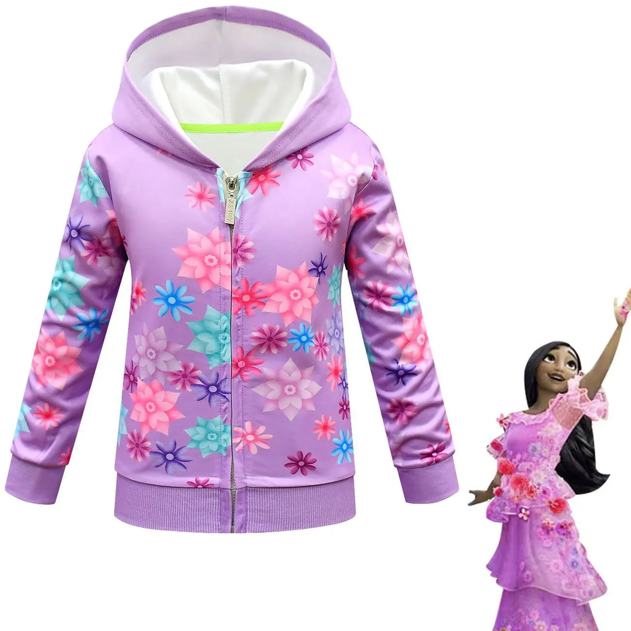 

2022 Disney Spring and Autumn Encanto Versatile Children's Clothing Girls Jacket Hooded Cardigan Zipper Shirt Foreign Trade2-10Y