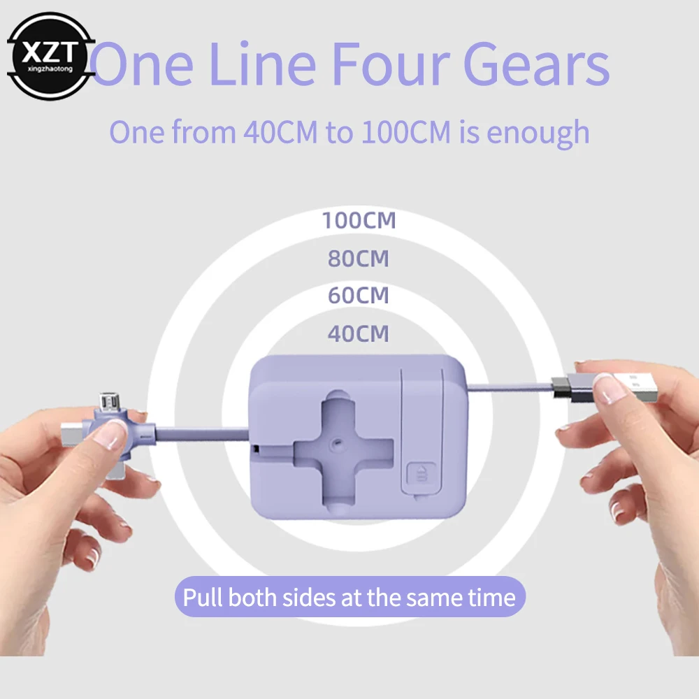 

3 in1 Retractable USB Type C Micro USB Charge Cable for Car Home Office Portable Charger Data Cable for Apple Andriod Type-C