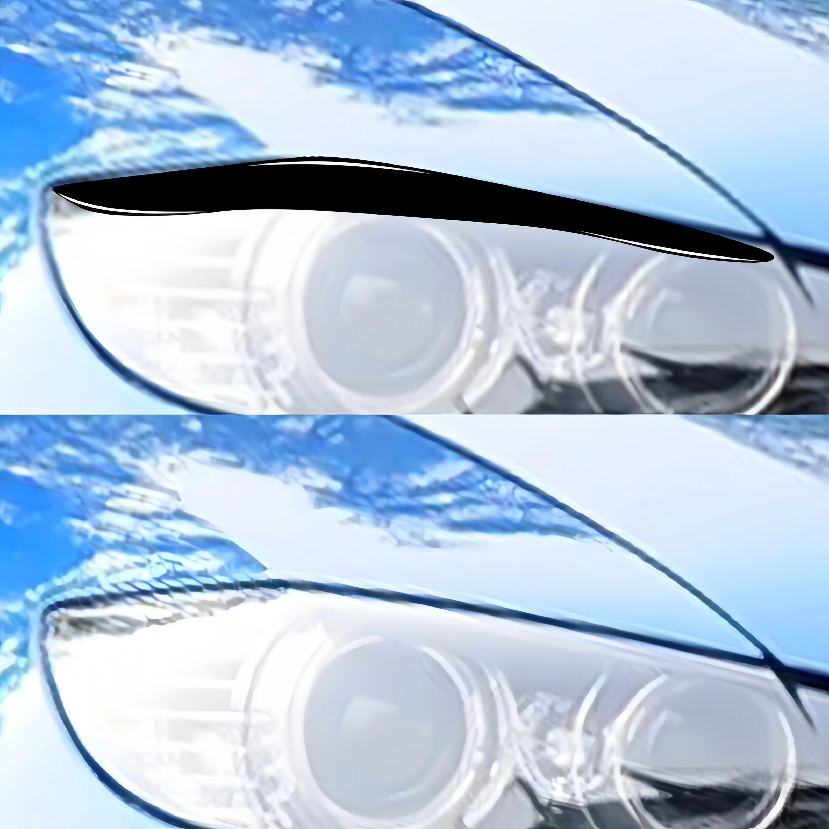 Фото Для BMW X5 E70 2010-2012 фортепиано черный автомобиль передняя фара веко брови отделка крышка декоративные наклейки авто внешние аксессуары №4