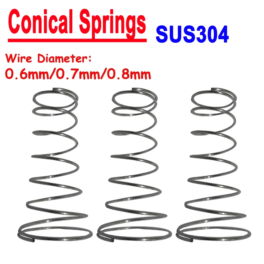 

10 шт. конические пружины из нержавеющей стали SUS304 для аккумуляторов