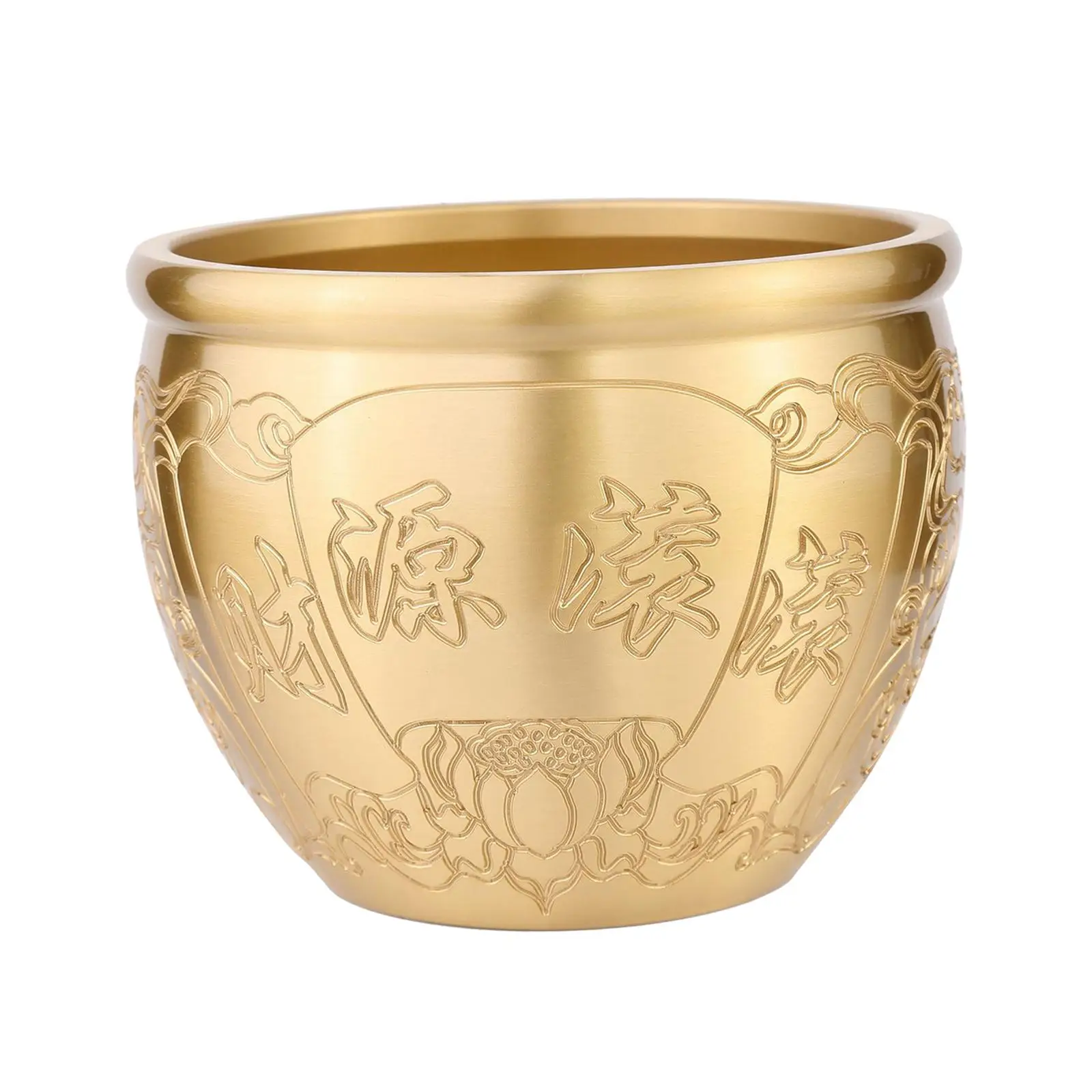 

Brass Feng Shui Bowl Planter Vase Money Pot Brass Fortune Cylinder Rice Vat Treasure Basin for Wedding Table Decoration Accent