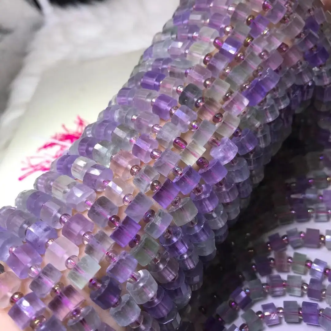 

Icnway natural fluorite 6X9mm rondelle faceted 38-40cm beads for jewelry making wholesale