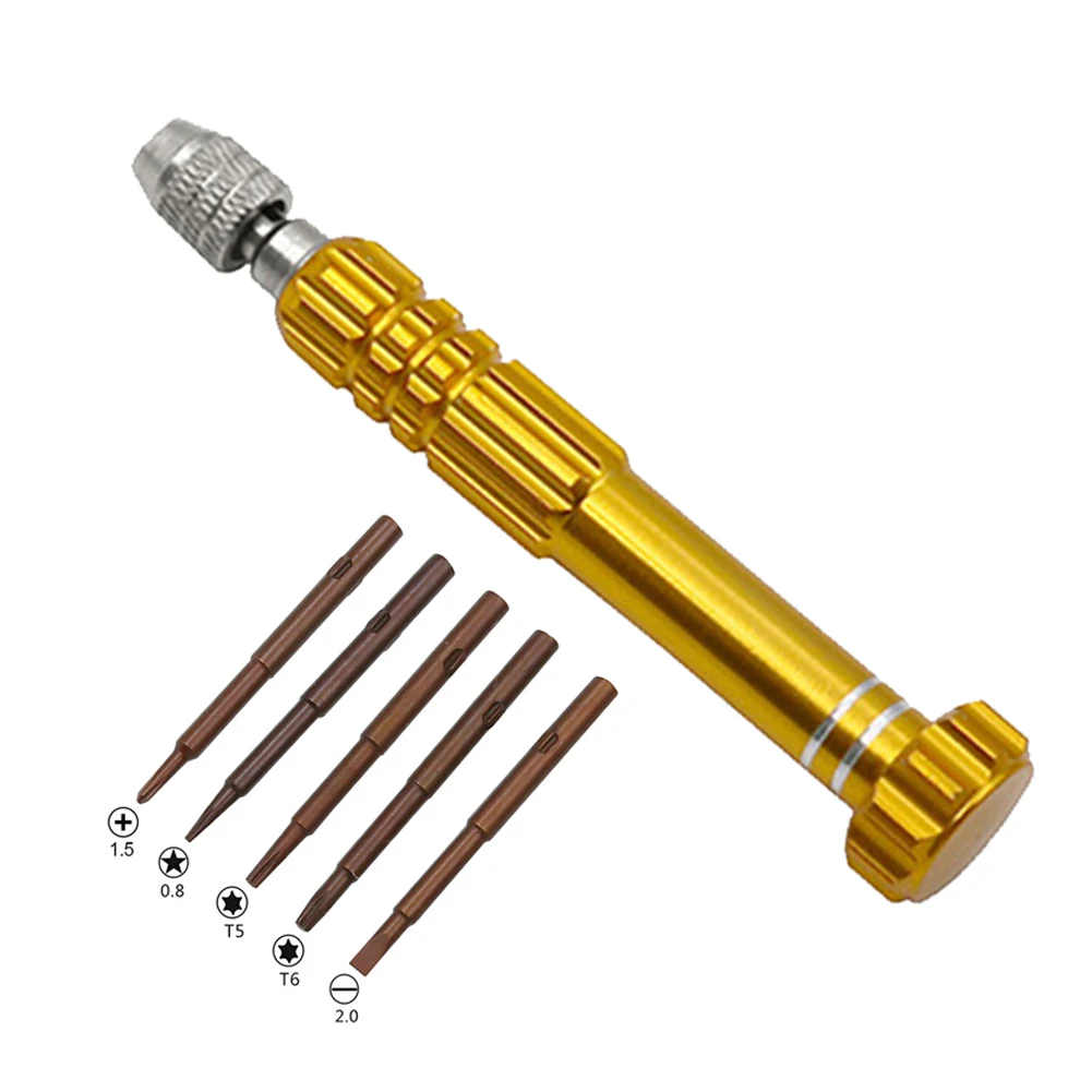 

6pcs 1.5 0.8 2.0 T5 T6 Magnetic Screwdriver 5In1 Screw Cell Repair Kit Mobile Watch Torx Set For Cell Phone Dismantling Repair