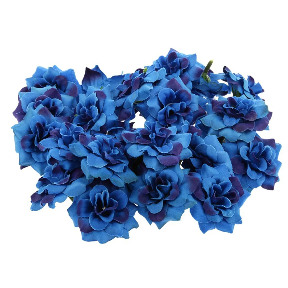 

Artificial Flower Flowers Heads Rose Head Silk Roses Fake Crafts Decor Bulk Decoration Stemless Faux Green Blue Wedding Mini