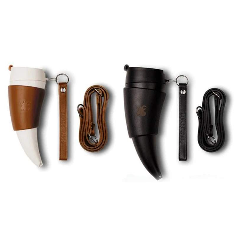 

Hot 2 Set 230ML Stainless Steel Vacuum Cup Thermos Flask Tea Cups Travel Couple Water Bottle With Rope, White & Black