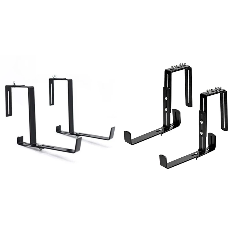 

1 Pair Hook Trough Plant Pot Hanging Hooks Rail Balcony Planter Holder Brackets Iron Hooks Height Adjustable Hook