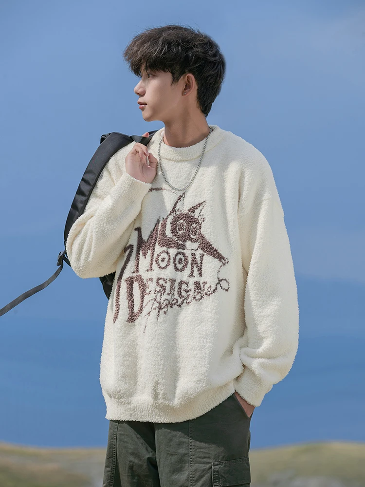 Enloya Idle Sle жаккардовый свитер мужской свободный модный брендовый топ с круглым